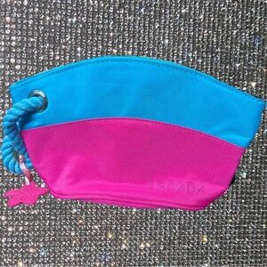 Escada makeup bag cosmetic pouch bubble gum pink blue rope flower charm cute